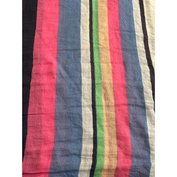 Multicolor Striped Lightweight Cotton Scarf/Shawl With Tassel Fringe - Picture 3 of 6